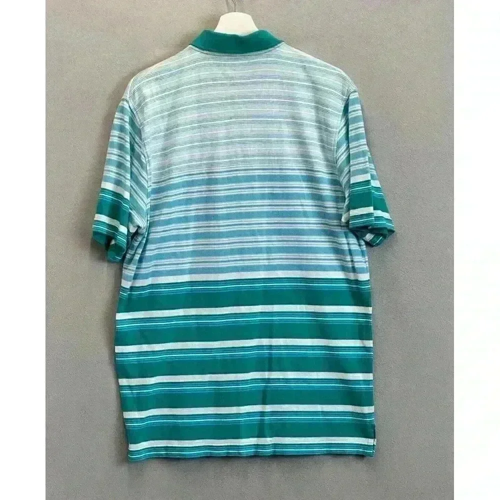 South Pole Men's Large Multicolor‎ Striped Short Sleeve Cotton Button Polo Shirt